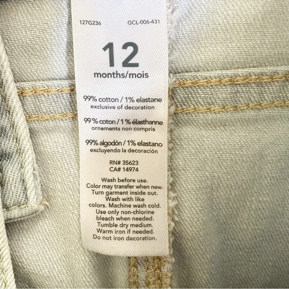 Carter’s Blue floral Embroidered Lightwash Denim overalls 12M